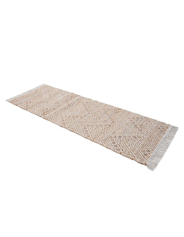 White and Natural 2' x 6' 1 Braided Jute Runner Rug