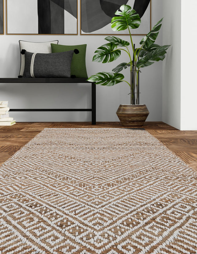 White and Natural 3' x 10' Braided Jute Runner Rug