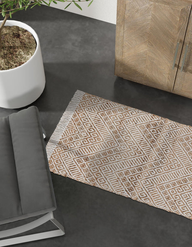 White and Natural 3' x 10' Braided Jute Runner Rug