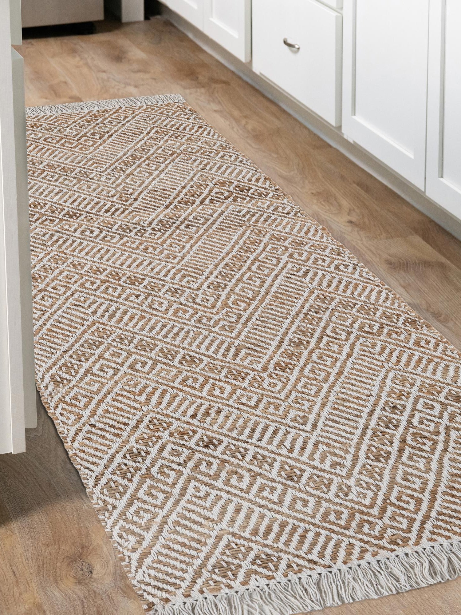White and Natural 2' x 8' Braided Jute Runner Area Rug 100% Jute Hand Braided Natural Eco-Friendly Boho Style Carpet for Living Rooms Dining Office Space Dorms for Sale at Rug Engine