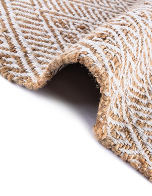 White and Natural 2' x 6' 1 Braided Jute Runner Rug