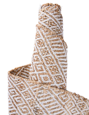 White and Natural 2' x 6' 1 Braided Jute Runner Rug