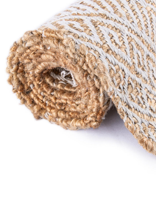 White and Natural 2' x 6' 1 Braided Jute Runner Rug