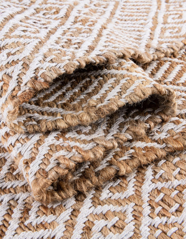 White and Natural 2' x 6' 1 Braided Jute Runner Rug