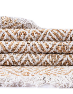 White and Natural 2' x 6' 1 Braided Jute Runner Rug