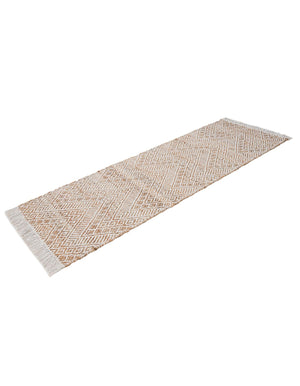 White and Natural 2' x 6' 1 Braided Jute Runner Rug