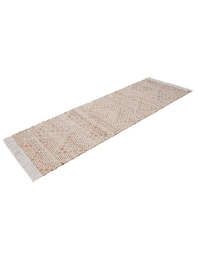 White and Natural 2' x 6' 1 Braided Jute Runner Rug
