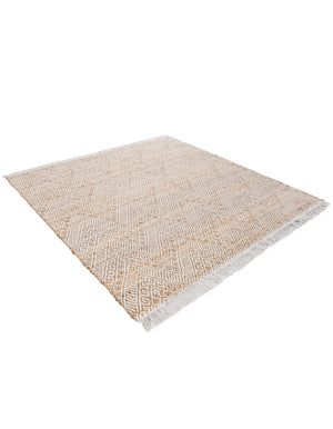 White and Natural 6' 1 x 6' 1 Braided Jute Square Rug