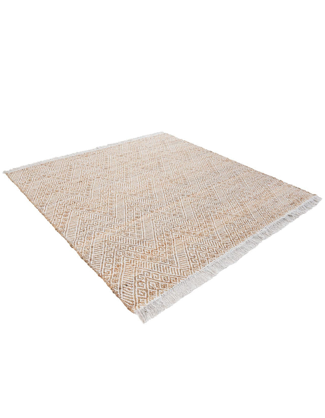 White and Natural 6' 1 x 6' 1 Braided Jute Square Rug