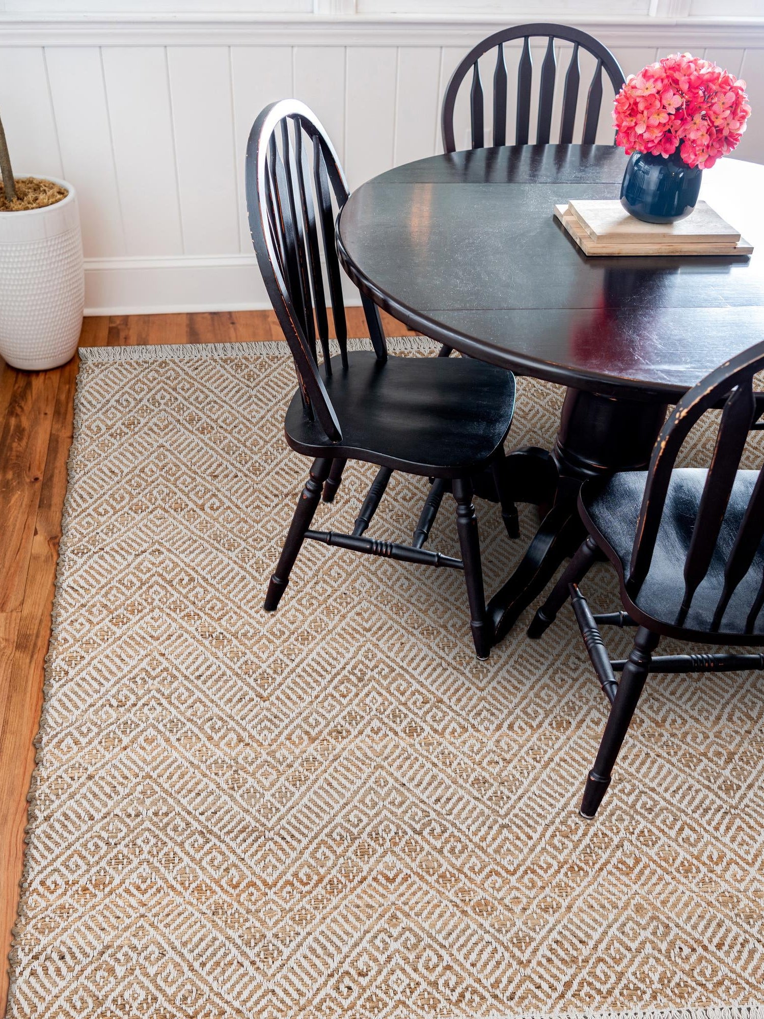 White and Natural 6' 1 x 6' 1 Braided Jute Square Area Rug 100% Jute Hand Braided Natural Eco-Friendly Boho Style Carpet for Living Rooms Dining Office Space Dorms for Sale at Rug Engine