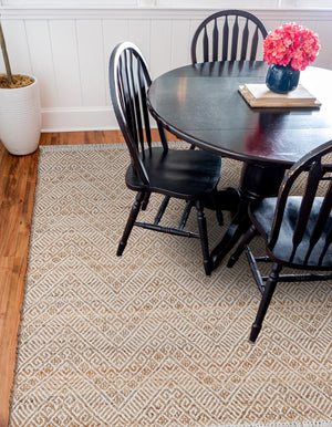 White and Natural 8' x 8' Braided Jute Square Rug