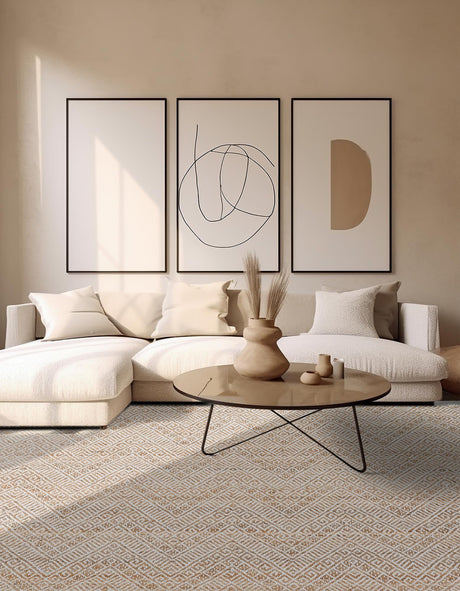 White and Natural 6' 1 x 6' 1 Braided Jute Square Area Rug 100% Jute Hand Braided Natural Eco-Friendly Boho Style Carpet for Living Rooms Dining Office Space Dorms for Sale at Rug Engine