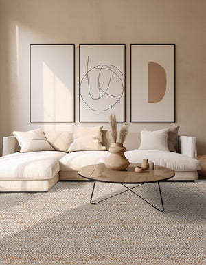 White and Natural 8' x 8' Braided Jute Square Rug