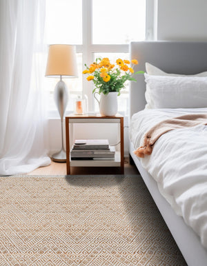 White and Natural 6' 1 x 6' 1 Braided Jute Square Rug