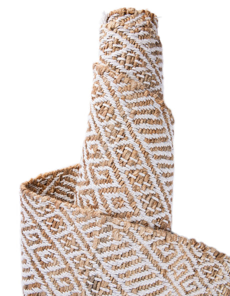 White and Natural 5' 1 x 5' 1 Braided Jute Square Area Rug 100% Jute Hand Braided Natural Eco-Friendly Boho Style Carpet for Living Rooms Dining Office Space Dorms for Sale at Rug Engine