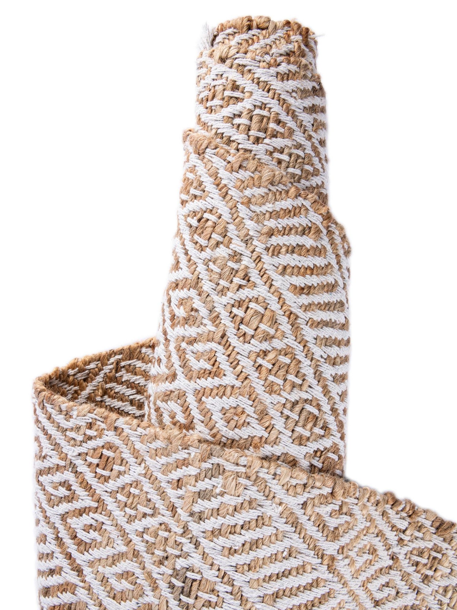 White and Natural 7' 10 x 7' 10 Braided Jute Square Area Rug 100% Jute Hand Braided Natural Eco-Friendly Boho Style Carpet for Living Rooms Dining Office Space Dorms for Sale at Rug Engine