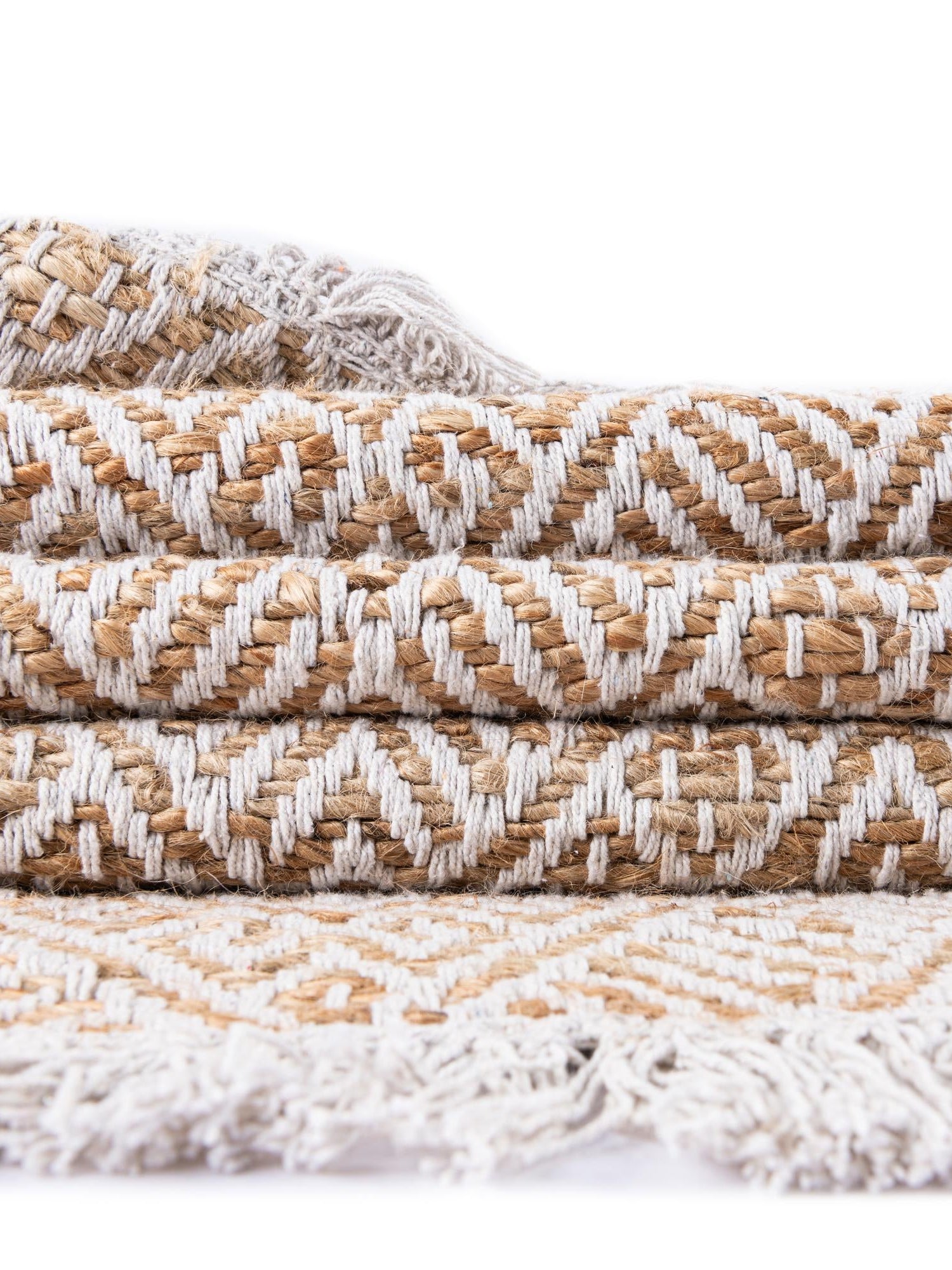 White and Natural 6' 1 x 6' 1 Braided Jute Square Area Rug 100% Jute Hand Braided Natural Eco-Friendly Boho Style Carpet for Living Rooms Dining Office Space Dorms for Sale at Rug Engine