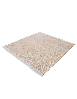 White and Natural 6' 1 x 6' 1 Braided Jute Square Rug