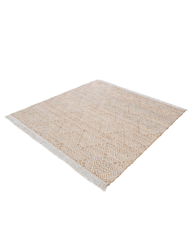 White and Natural 6' 1 x 6' 1 Braided Jute Square Rug