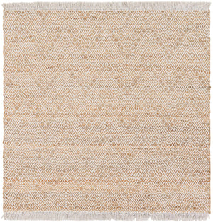 White and Natural 6' 1 x 6' 1 Braided Jute Square Rug