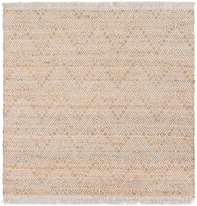 White and Natural 6' 1 x 6' 1 Braided Jute Square Rug