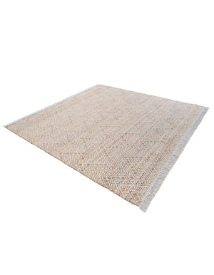 White and Natural 8' x 8' Braided Jute Square Rug