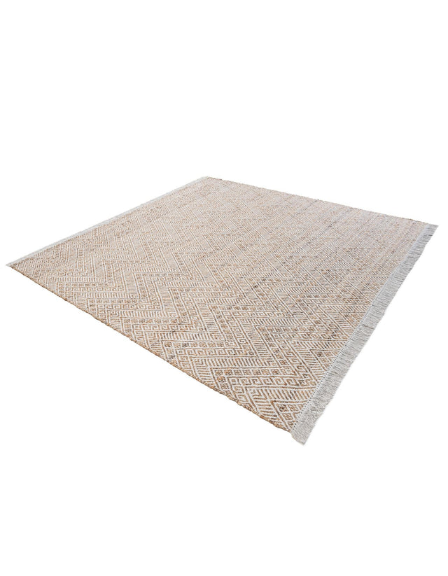 White and Natural 8' x 8' Braided Jute Square Rug