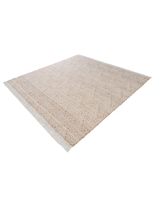 White and Natural 8' x 8' Braided Jute Square Rug