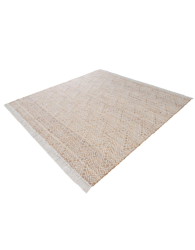 White and Natural 8' x 8' Braided Jute Square Rug
