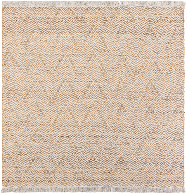 White and Natural 8' x 8' Braided Jute Square Rug