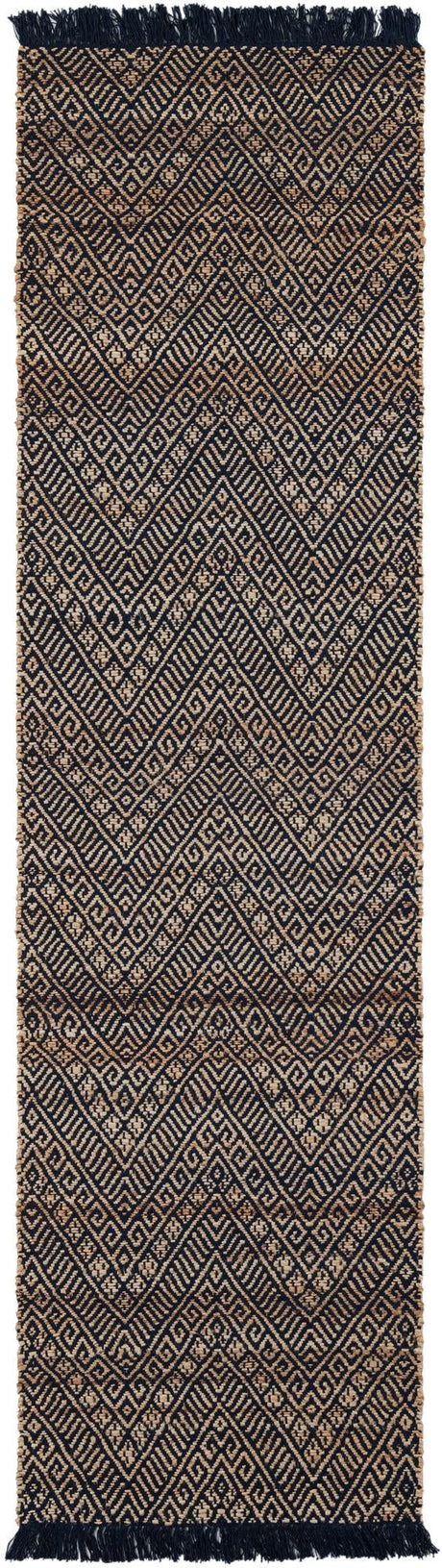 Navy Blue and White 2' 7 x 10' Braided Jute Runner Area Rug 100% Jute Hand Braided Natural Eco-Friendly Boho Style Carpet for Living Rooms Dining Office Space Dorms for Sale at Rug Engine