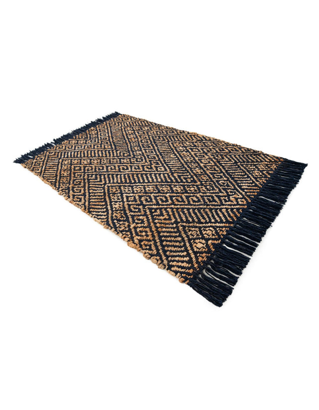 Navy Blue and White 2' x 3' 1 Braided Jute Rectangle Rug