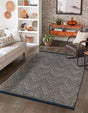 Navy Blue and White 10' x 14' 1 Braided Jute Rectangle Rug