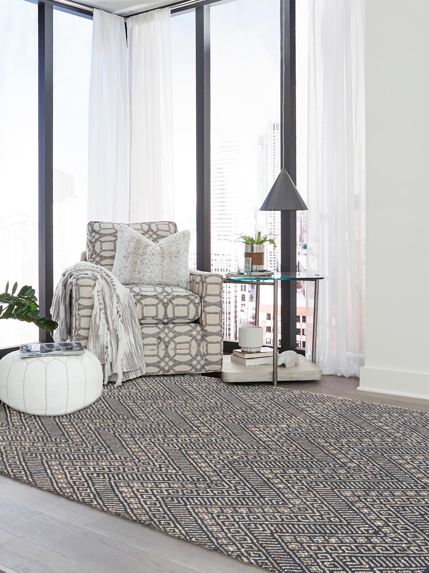 Navy Blue and White 2' x 3' 1 Braided Jute Rectangle Area Rug 100% Jute Hand Braided Natural Eco-Friendly Boho Style Carpet for Living Rooms Dining Office Space Dorms for Sale at Rug Engine