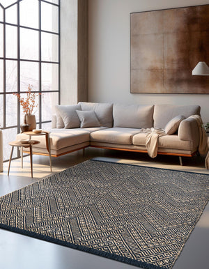 Navy Blue and White 10' x 14' 1 Braided Jute Rectangle Rug