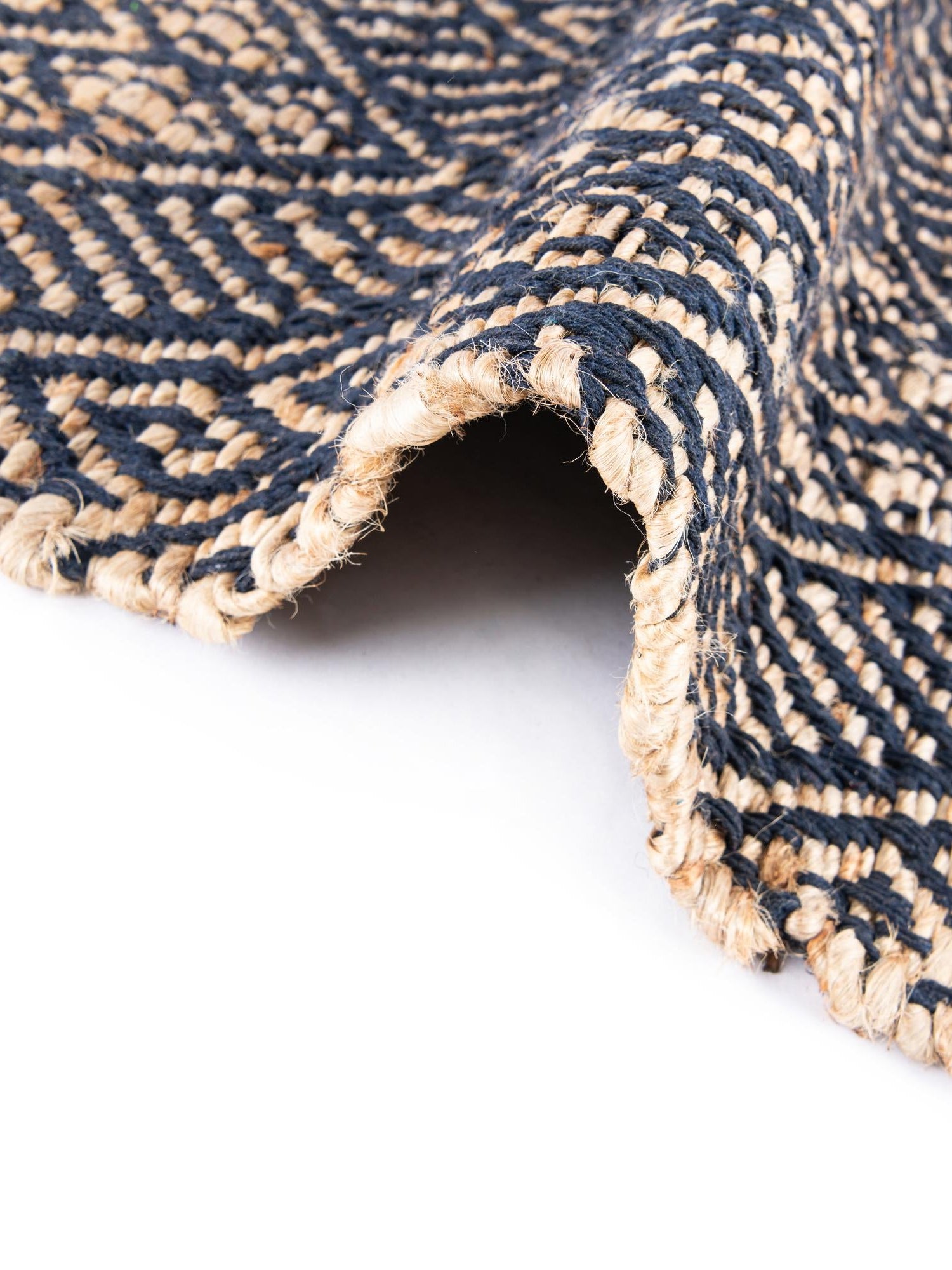 Navy Blue and White 7' 10 x 10' Braided Jute Rectangle Area Rug 100% Jute Hand Braided Natural Eco-Friendly Boho Style Carpet for Living Rooms Dining Office Space Dorms for Sale at Rug Engine