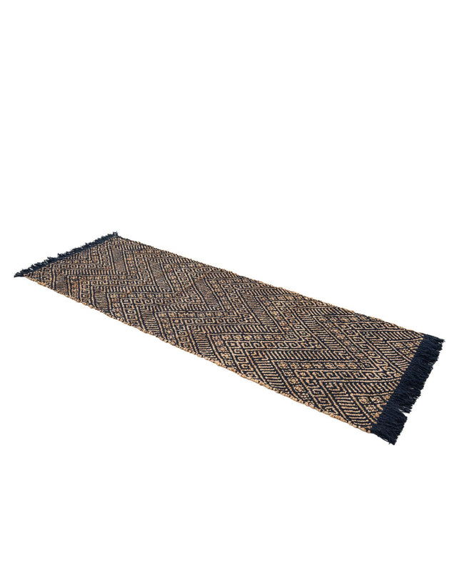 Navy Blue and White 2' x 6' 1 Braided Jute Runner Rug