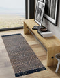 Navy Blue and White 2' x 5' 1 Braided Jute Runner Rug
