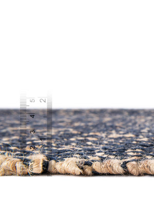 Navy Blue and White 2' x 6' 1 Braided Jute Runner Rug