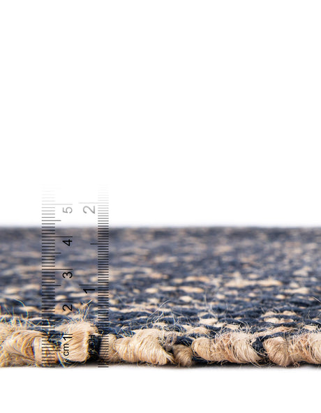 Navy Blue and White 2' x 6' 1 Braided Jute Runner Rug