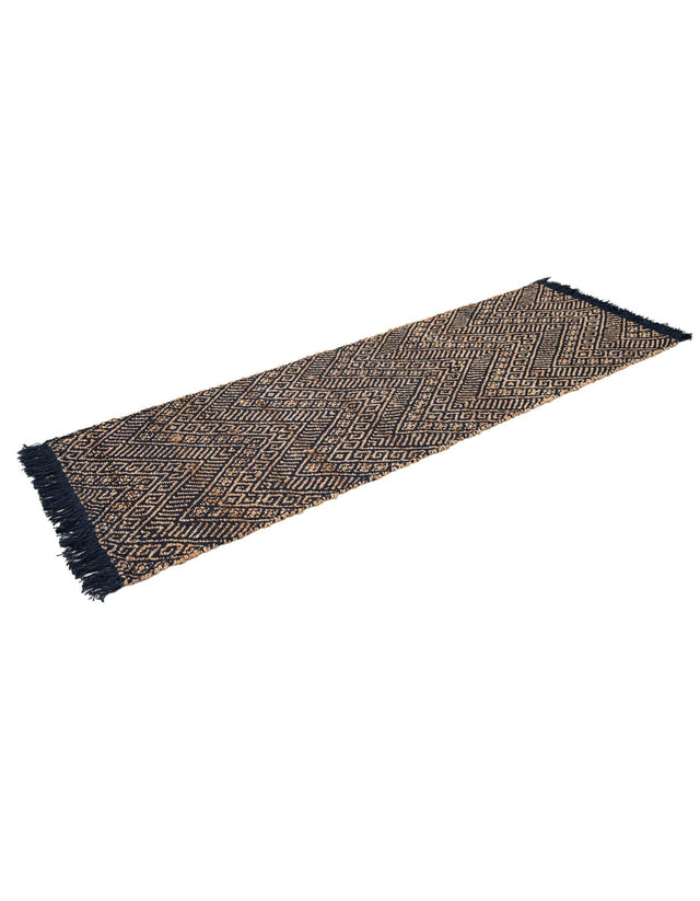 Navy Blue and White 2' x 6' 1 Braided Jute Runner Rug