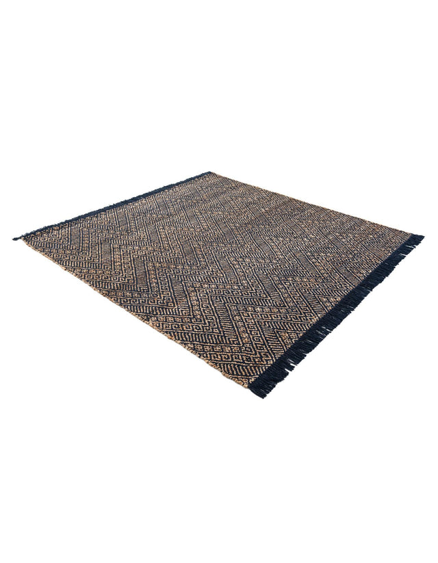 Navy Blue and White 6' 1 x 6' 1 Braided Jute Square Rug