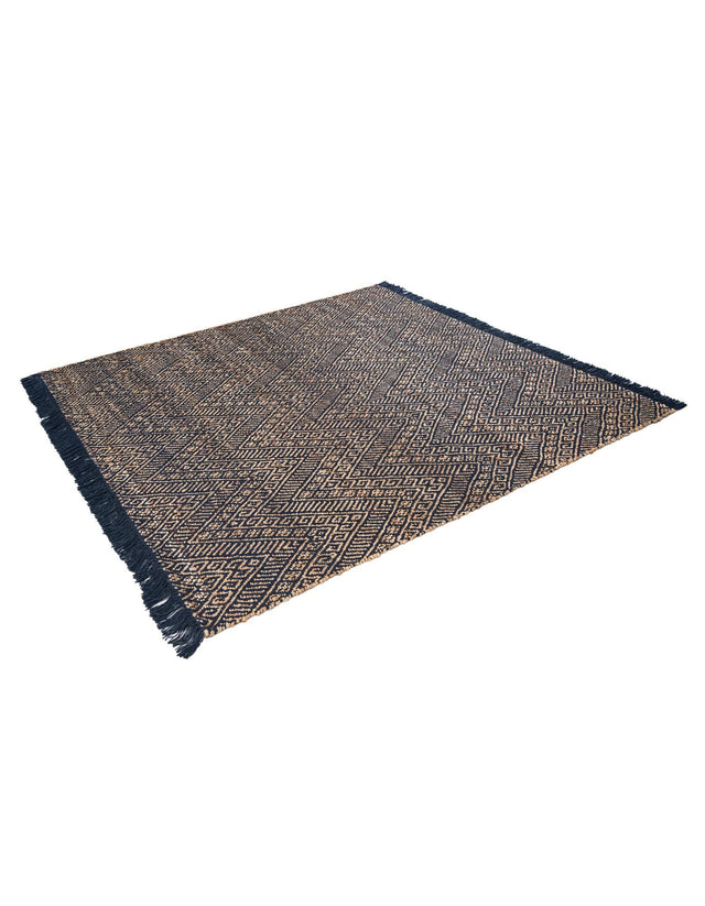 Navy Blue and White 6' 1 x 6' 1 Braided Jute Square Rug
