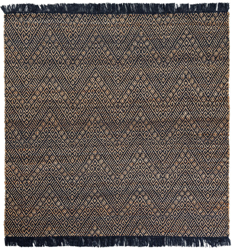 Navy Blue and White 6' 1 x 6' 1 Braided Jute Square Area Rug 100% Jute Hand Braided Natural Eco-Friendly Boho Style Carpet for Living Rooms Dining Office Space Dorms for Sale at Rug Engine