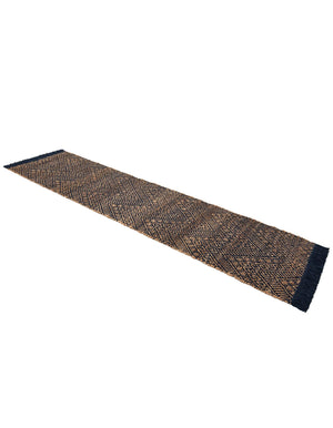 Navy Blue and White 2' x 8' Braided Jute Runner Rug