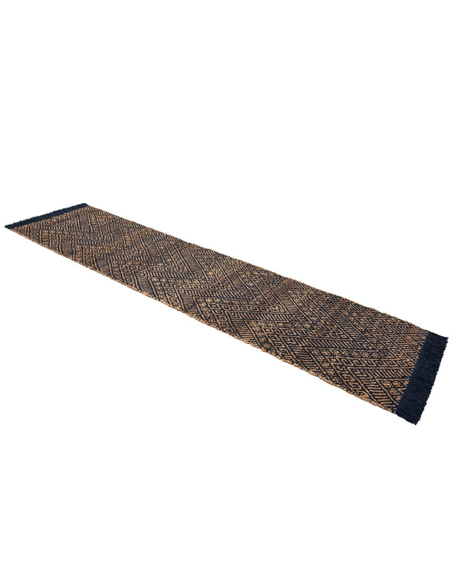 Navy Blue and White 2' x 8' Braided Jute Runner Rug