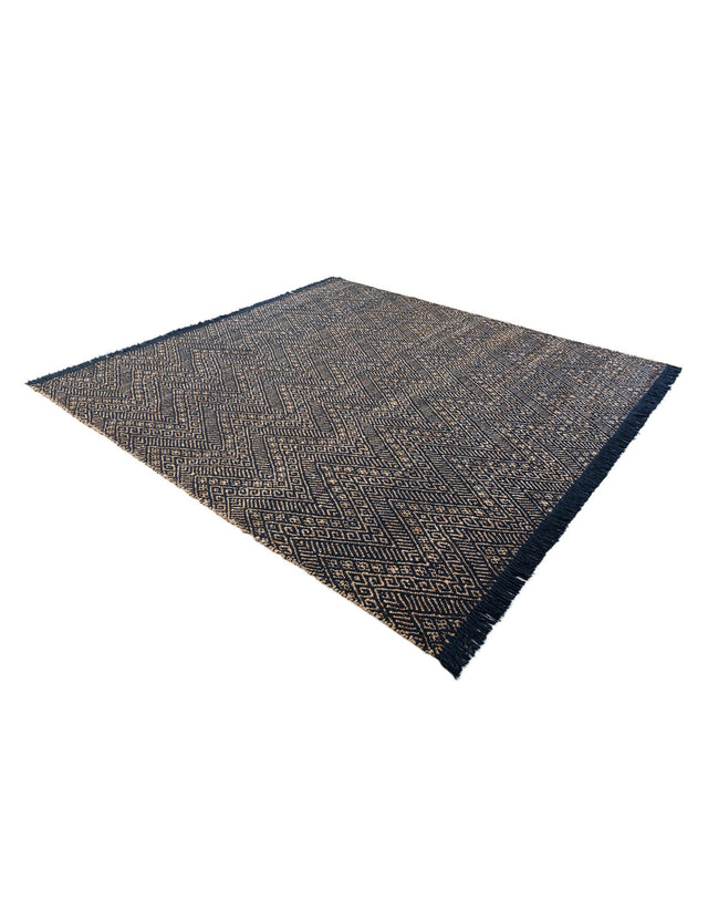 Navy Blue and White 8' x 8' Braided Jute Square Rug