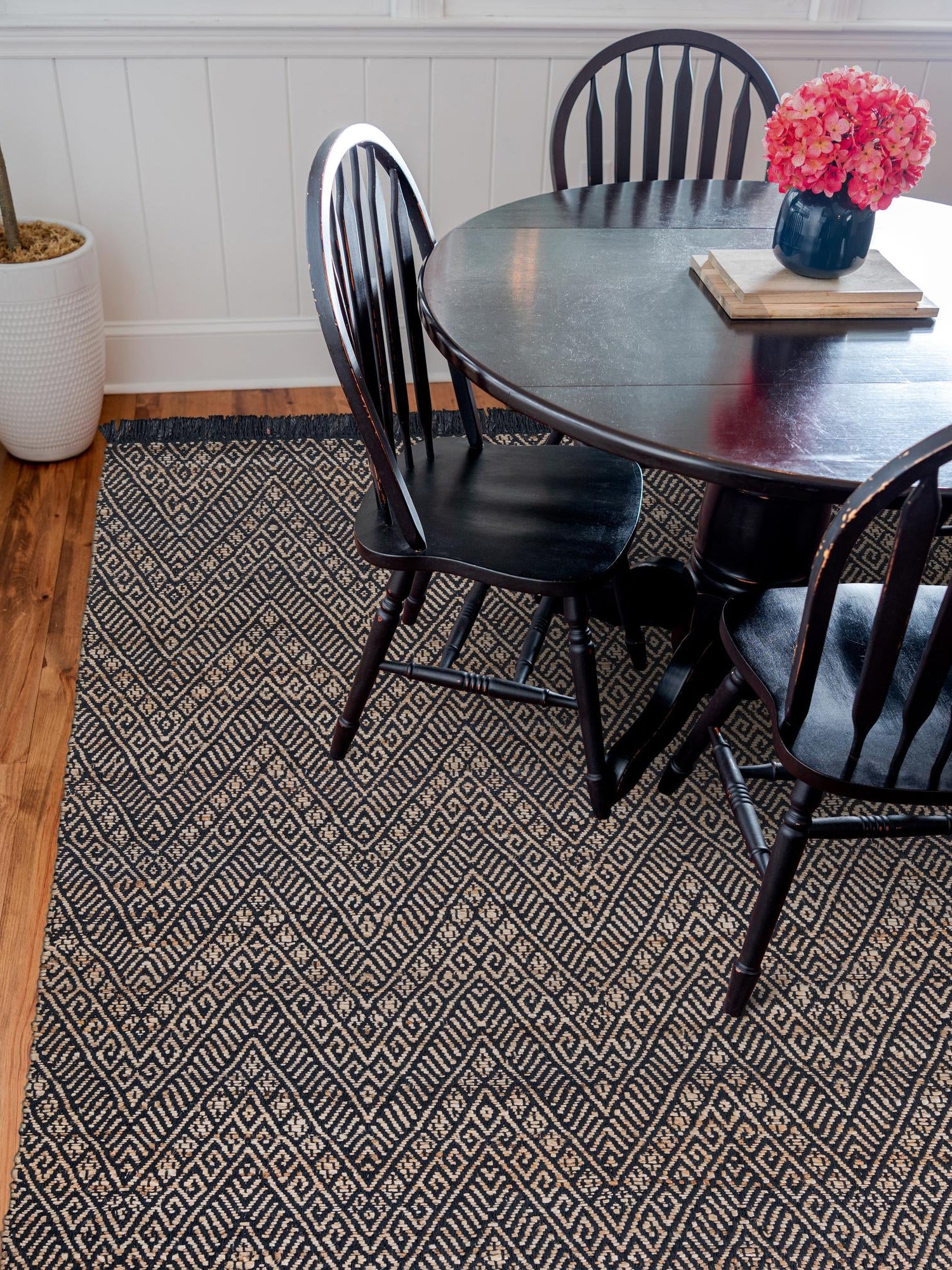 Navy Blue and White 5' 1 x 5' 1 Braided Jute Square Area Rug 100% Jute Hand Braided Natural Eco-Friendly Boho Style Carpet for Living Rooms Dining Office Space Dorms for Sale at Rug Engine