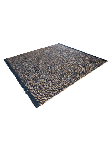 Navy Blue and White 7' 10 x 7' 10 Braided Jute Square Area Rug 100% Jute Hand Braided Natural Eco-Friendly Boho Style Carpet for Living Rooms Dining Office Space Dorms for Sale at Rug Engine
