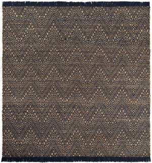 Navy Blue and White 8' x 8' Braided Jute Square Rug